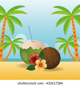 Summer design. Holidays icon. Colorfull illustration, vector gra