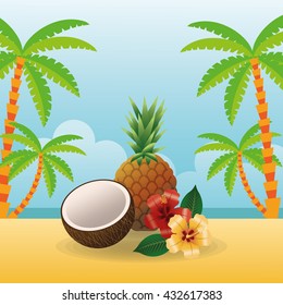 Summer design. Holidays icon. Colorfull illustration, vector gra