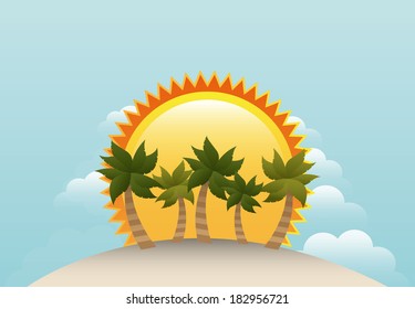 Summer design icon over landscape background. vector illustration