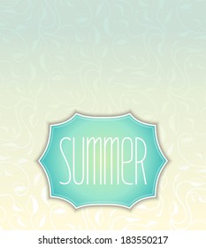 Summer design label on light floral background. Vector eps10