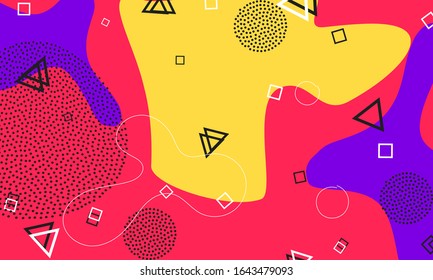 Summer Design. Memphis Template. Terracotta Bright Backdrop. Yellow Simple Background. Doodle Pattern. Lavender Flow Artwork. Lilac Retro Elements.