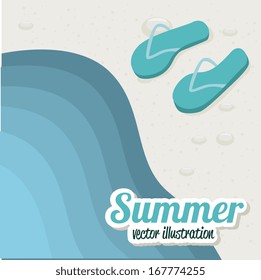 summer design over beach  background vector illustration   