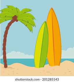Summer design over beach scape background, vector illustration