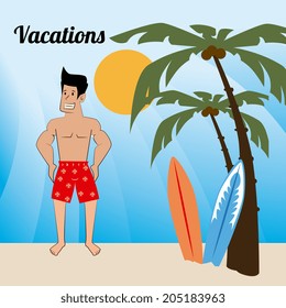 Summer design over beach scape background, vector illustration