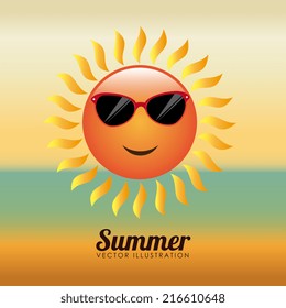 Summer design over beach scape background, vector illustration