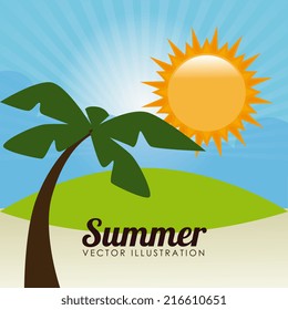 Summer design over beach scape background, vector illustration