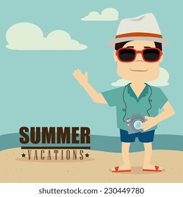 Summer design over beach scape background,vector illustration