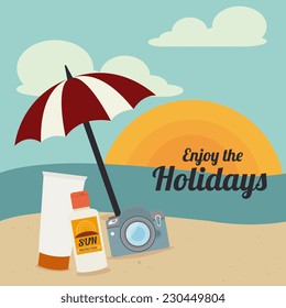 Summer design over beach scape background,vector illustration