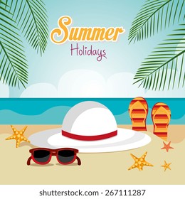 Summer design over beach scape design, vector illustration.
