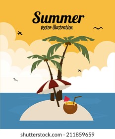 Summer design over beachscape background, vector illustration