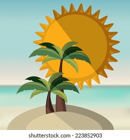 Summer design over beachscape background, vector illustration