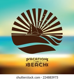 Summer design over beachscape background, vector illustration