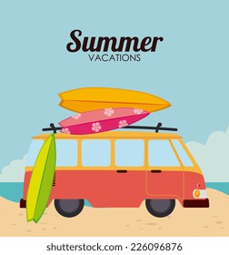 Summer design over beachscape background, vector illustration