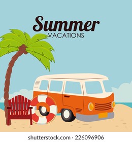 Summer design over beachscape background, vector illustration