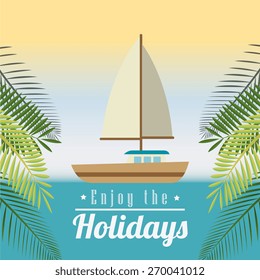 Summer design over beachscape background, vector illustration.