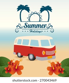 Summer design over beachscape background, vector illustration.