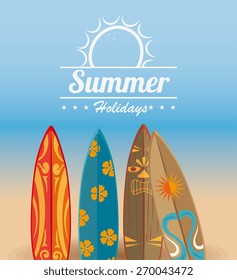 Summer design over beachscape background, vector illustration.