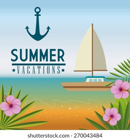 Summer design over beachscape background, vector illustration.