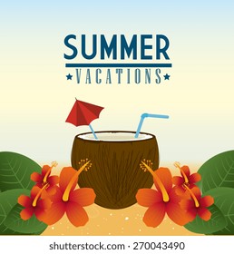 Summer design over beachscape background, vector illustration.