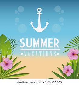 Summer design over beachscape background, vector illustration.