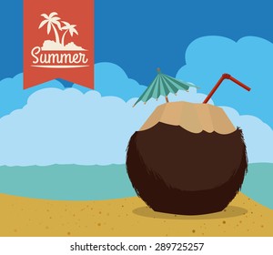 Summer design over beachscape background, vector illustration.