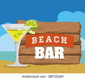Summer design over beachscape background, vector illustration.
