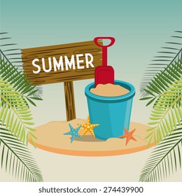 Summer design over beachscape design, vector illustration.