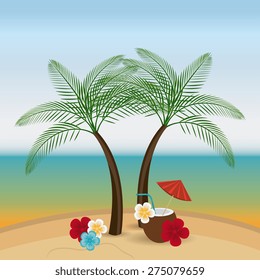 Summer design over beachscape design, vector illustration.