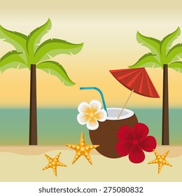 Summer design over beachscape design, vector illustration.