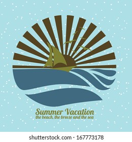 summer design over blue   background vector illustration    