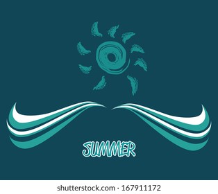 summer design over  blue  background vector illustration    