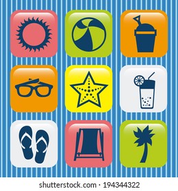 Summer design over blue background, vector illustration