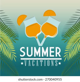 Summer design over blue background, vector illustration.