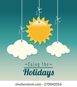 Summer design over blue background, vector illustration.