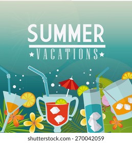 Summer design over blue background, vector illustration.