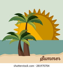 Summer design over blue background, vector illustration