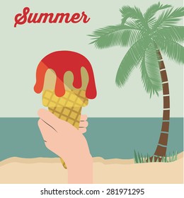 Summer design over blue background, vector illustration