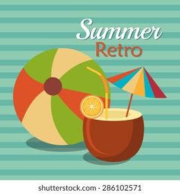 Summer design over blue background, vector illustration.