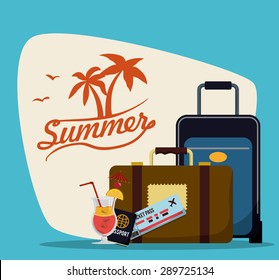 Summer design over blue background, vector illustration.