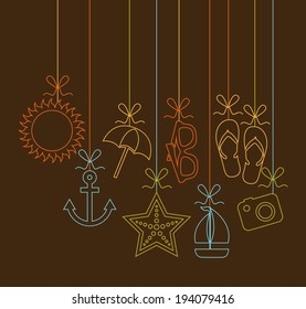Summer design over brown background, vector illustration