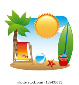 summer design over landscape background vector illustration  