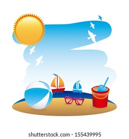 summer design over landscape background vector illustration  