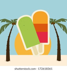 summer design over  landscape background vector illustration  