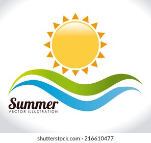 Summer design over landscape background, vector illustration