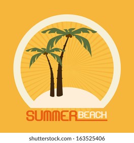 summer design over orange  background vector illustration   