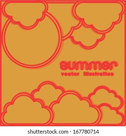 summer design over  orange background vector illustration    