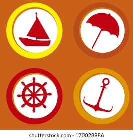 summer design over orange   background vector illustration    