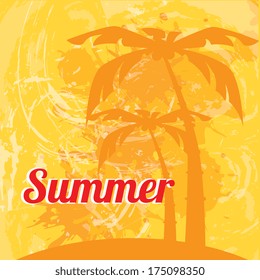 summer design over  orange  background vector illustration    
