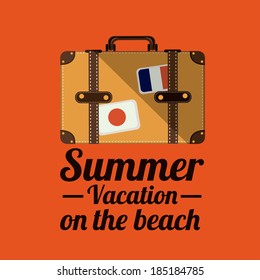 Summer design over orange background, vector illustration
