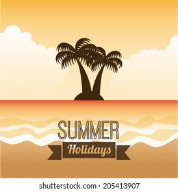 Summer design over orange background, vector illustration